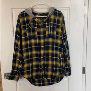 PacSun Hooded Flannel Shirt - Medium